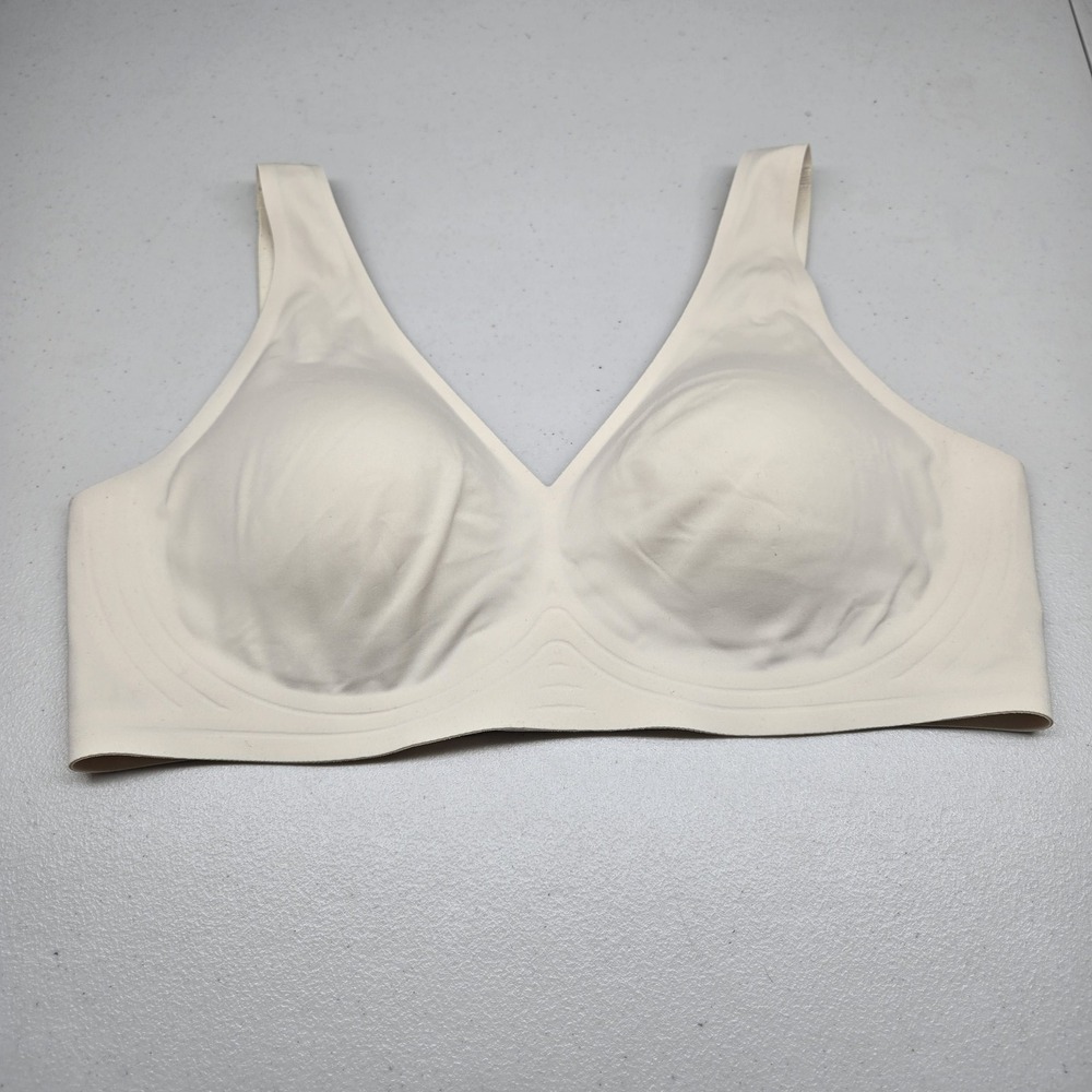 Luvlette Women Bra 1XL Beige T Shirt Wireless Strap Adjustable Smooth